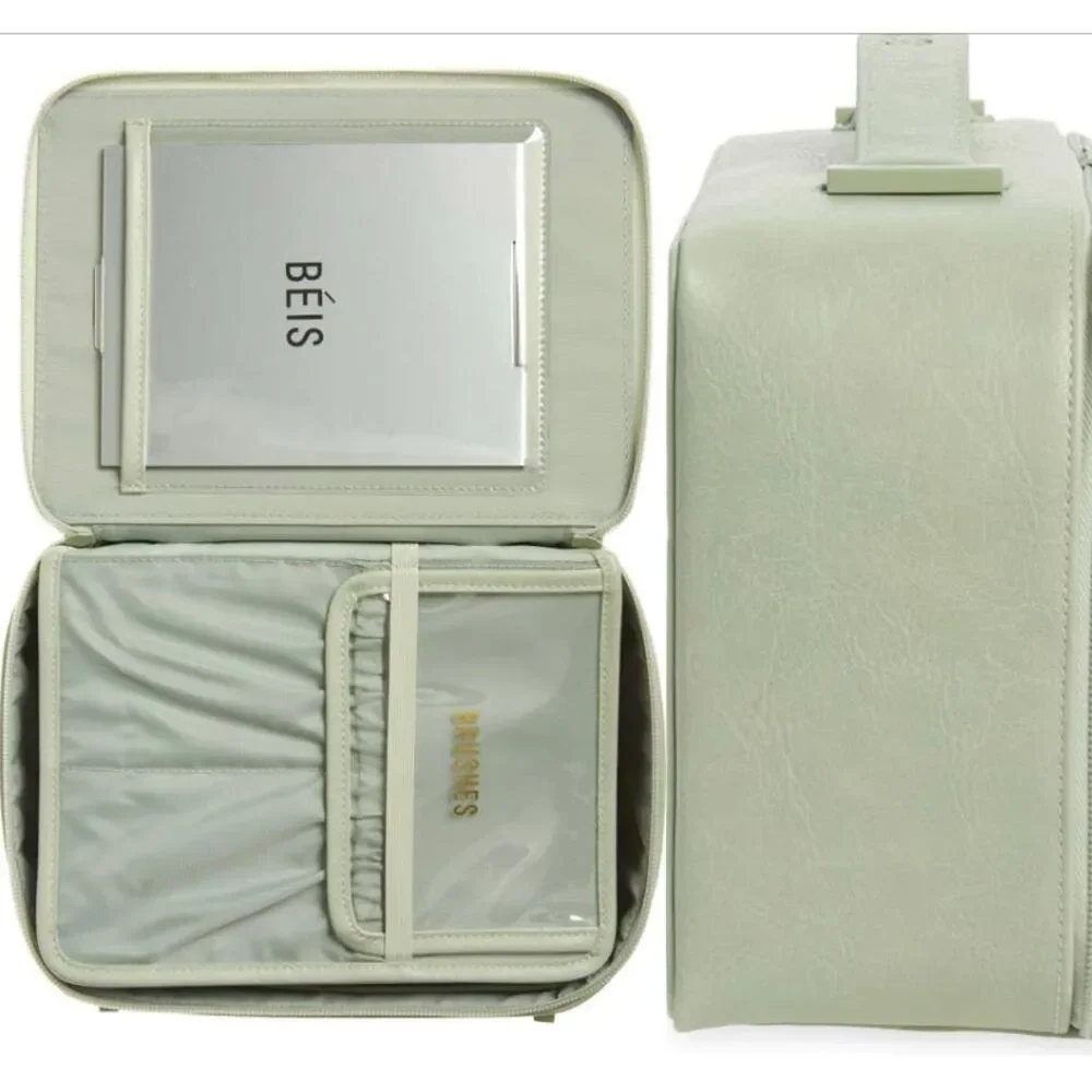 NWT Beis Faux leather cosmetics case in Matcha Green